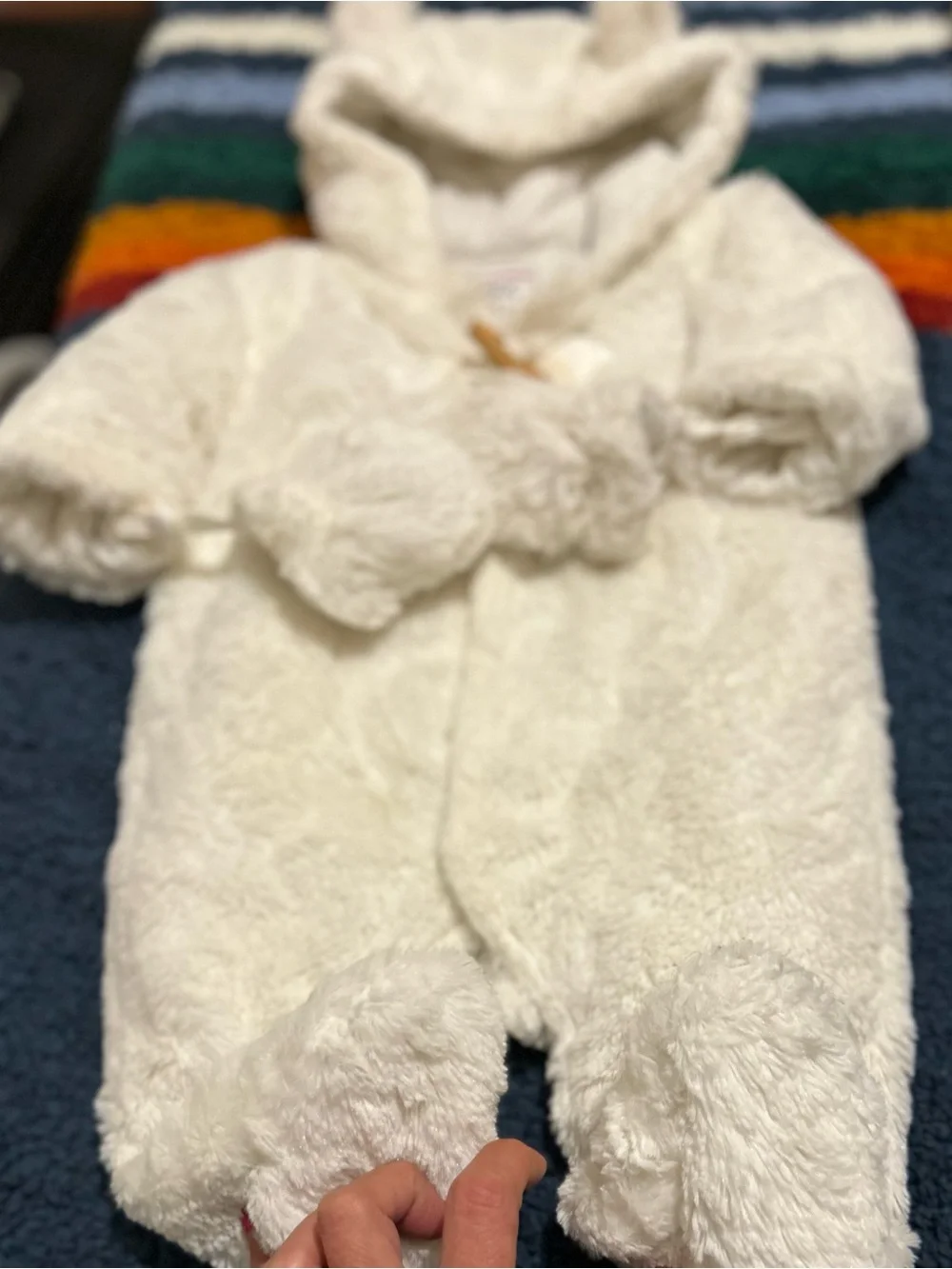 MINOTI Baby Cream Fleece Footed One-Piece with Hood